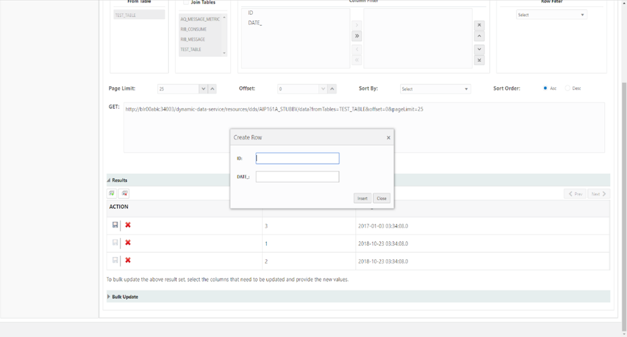 successful data insertion