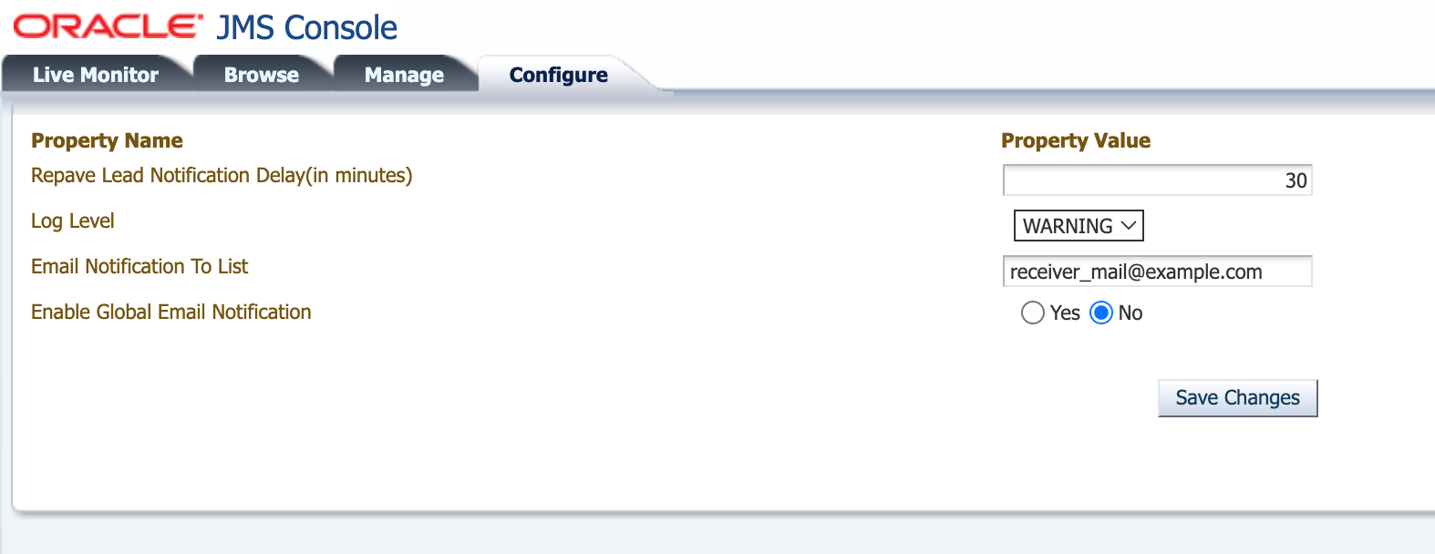 Enable Global Email Notification Enable Global Email Notification