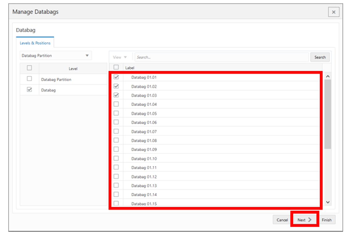 Workspace Wizard: Select Databags