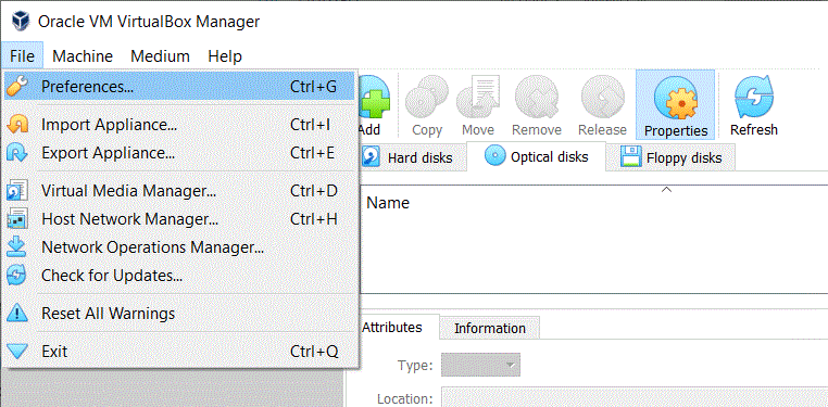 Click File and then select Preferences…