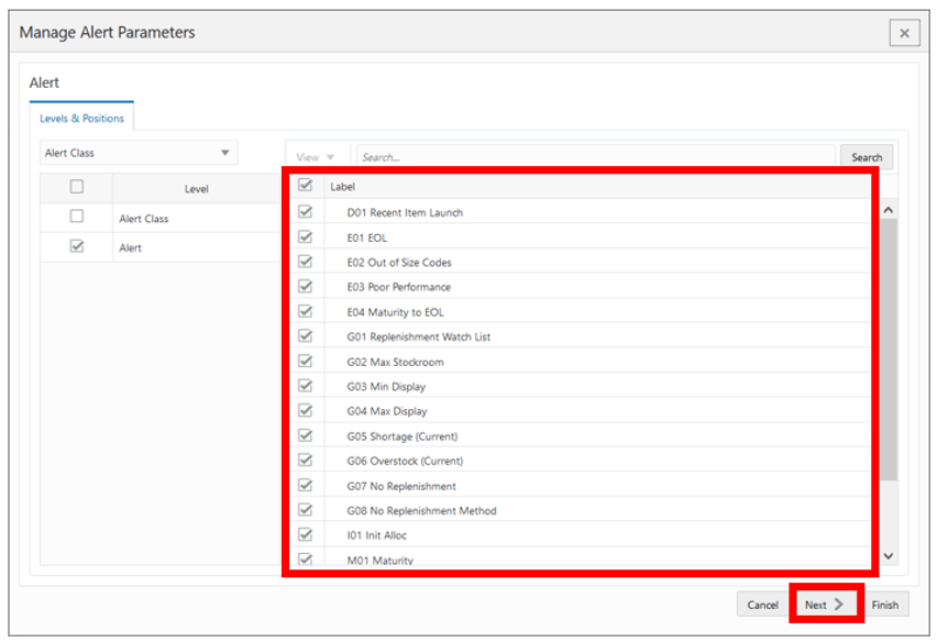 Workspace Wizard: Select Alerts