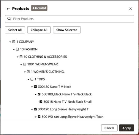 This image shows the products filter. This image shows the products filter.