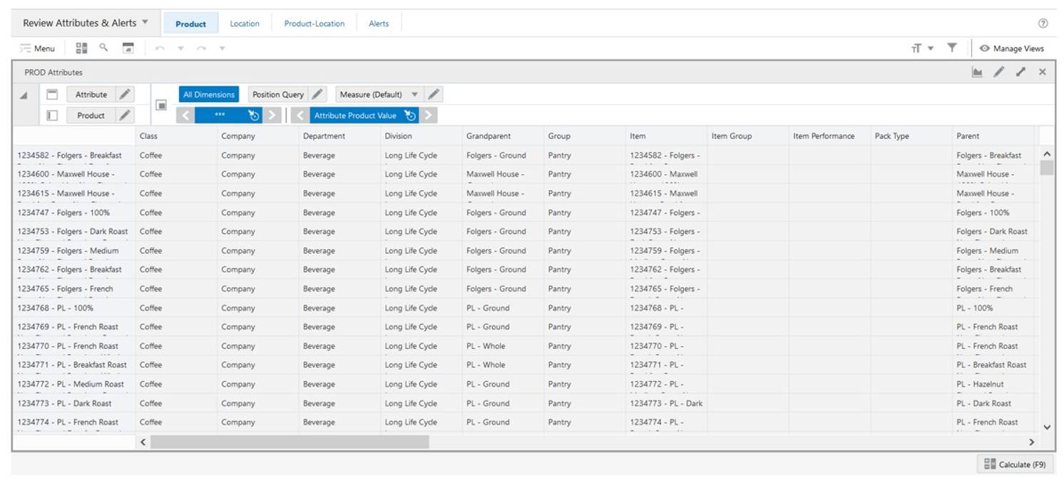 Product Attributes View