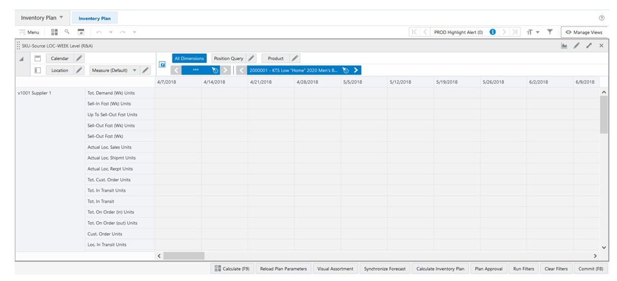Item-Source Location-Week Level (R & A) View Item-Source Location-Week Level (R & A) View