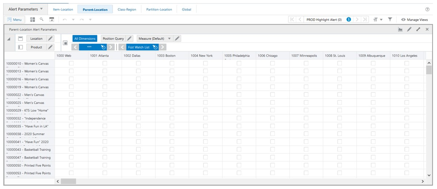 Parent-Location Alert Parameters view Parent-Location Alert Parameters view