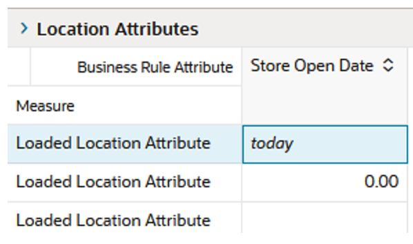Location Attributes View Location Attributes View