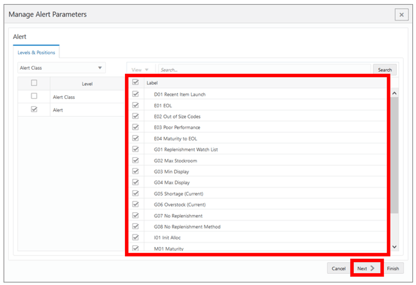 Workspace Wizard: Select Alerts