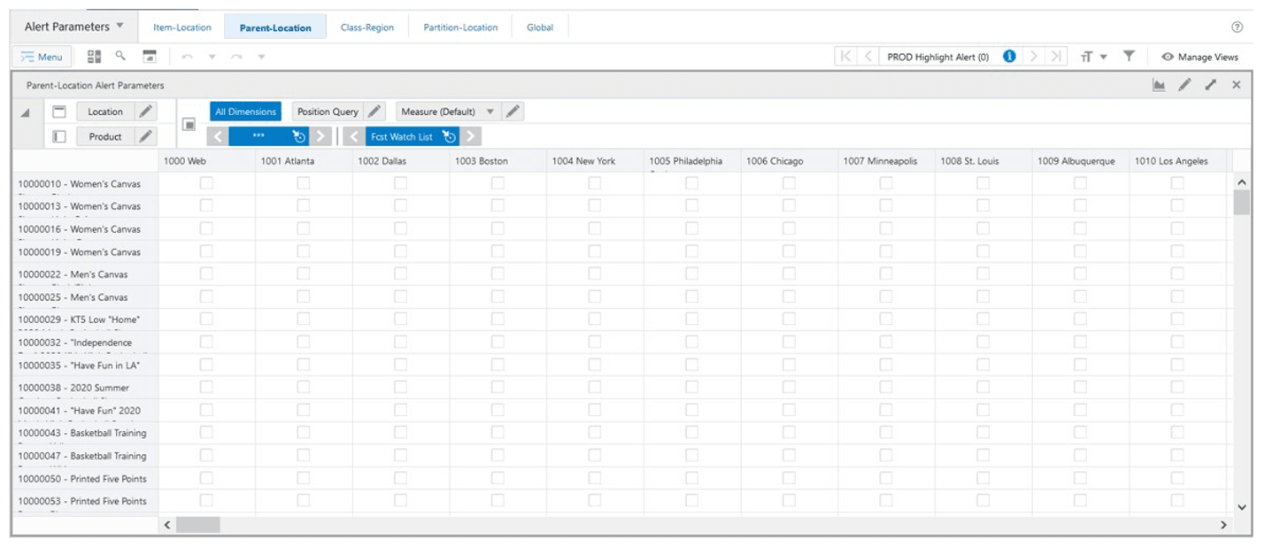 Parent-Location Alert Parameters view Parent-Location Alert Parameters view