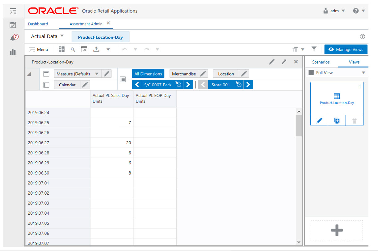 Product-Location-Week View