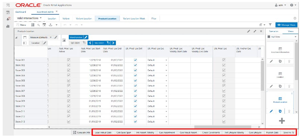 Assortment Admin Action Buttons