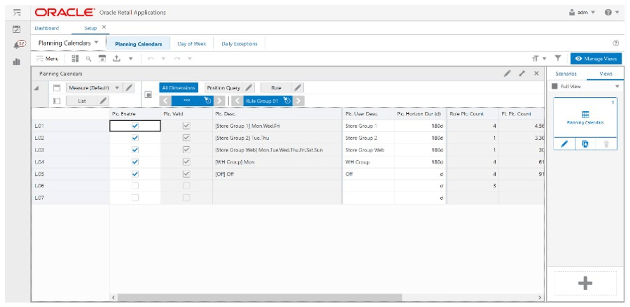 Planning Calendars View