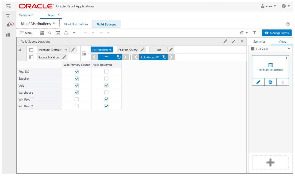 Valid Source Locations View