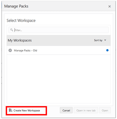 Create New Workspace Create New Workspace