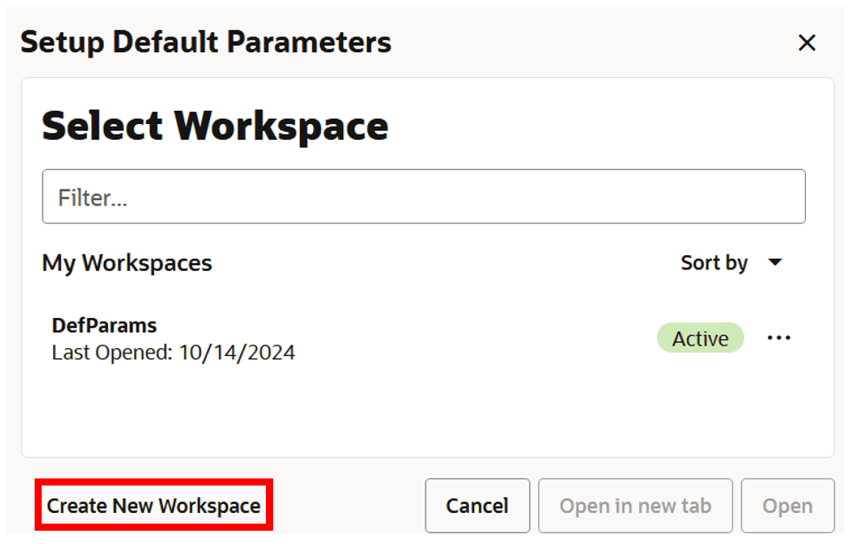 Create New Workspace