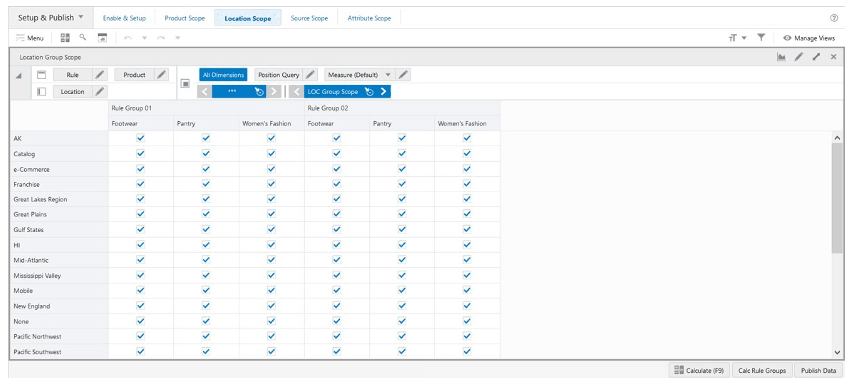 Location Group Scope View: Rule Group