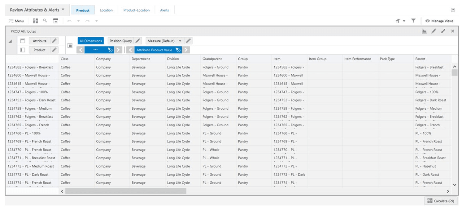 Product Attributes View