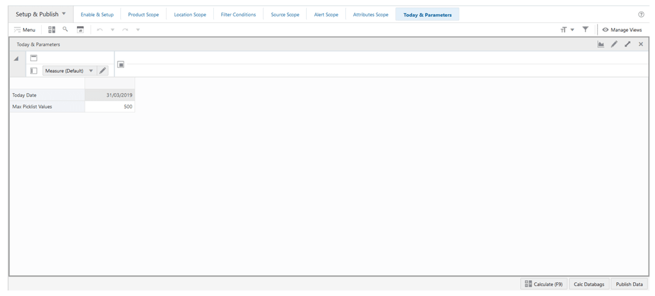 Today & Parameters View