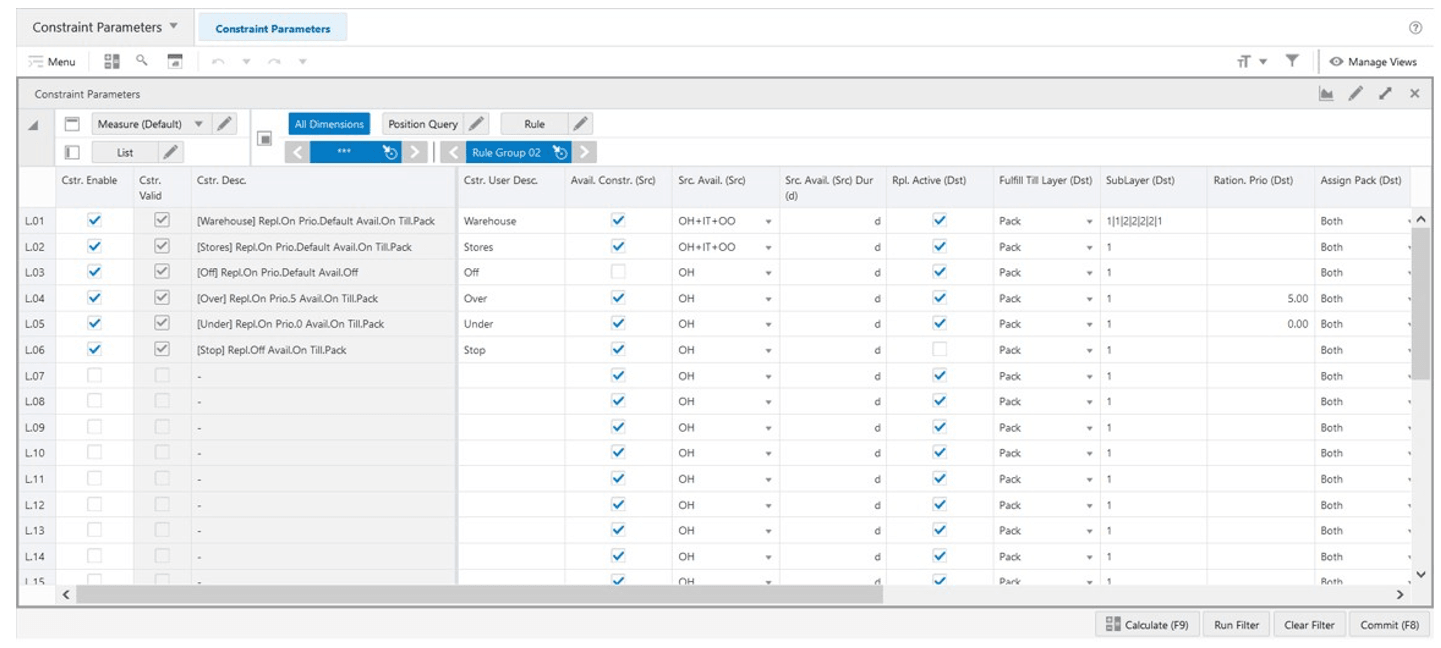 Constraint Parameters View Constraint Parameters View