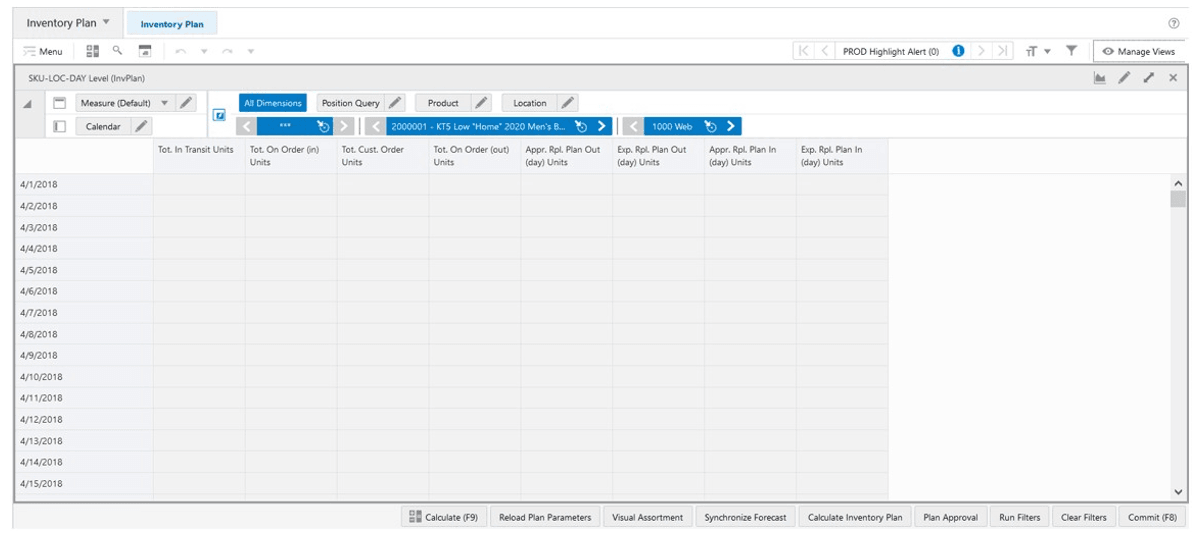 Item-Location-DAY Level (InvPlan) View Item-Location-DAY Level (InvPlan) View