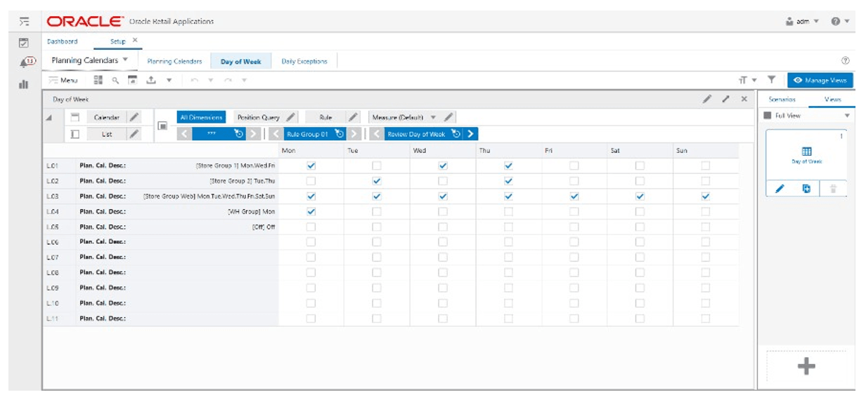 Day of Week View Day of Week View