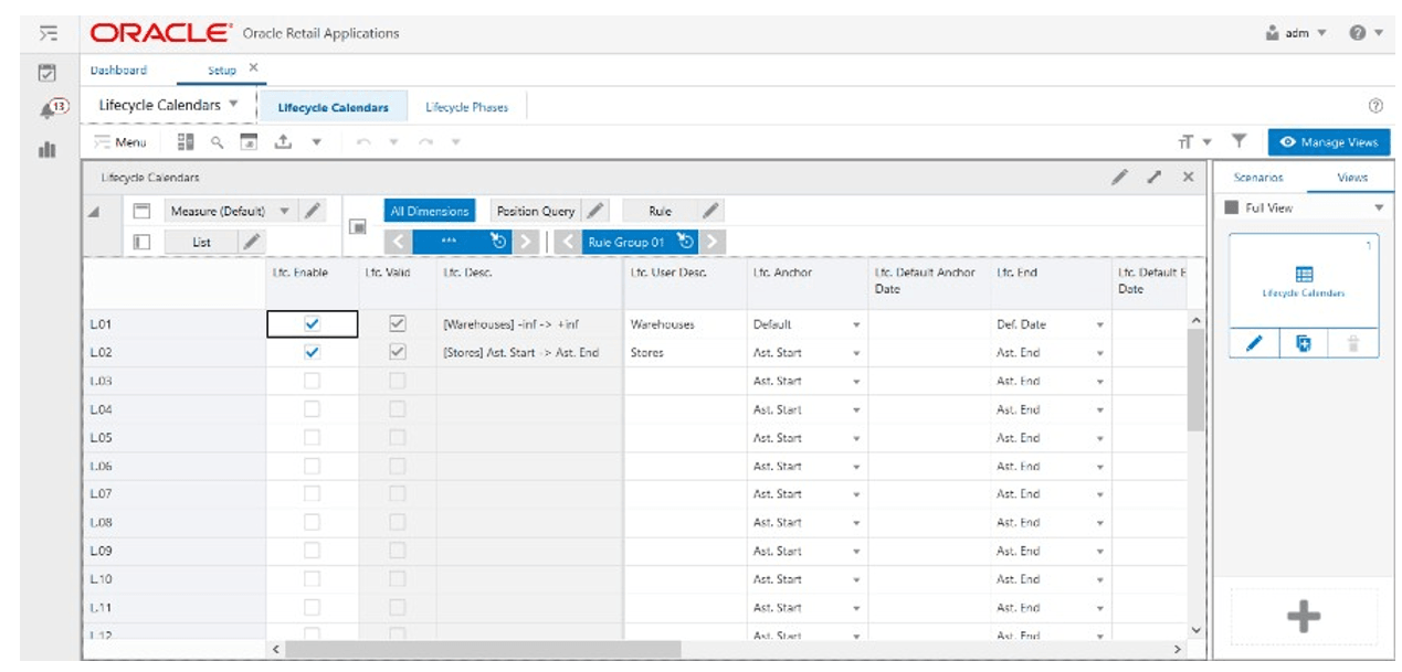 Lifecycle Calendars View Lifecycle Calendars View