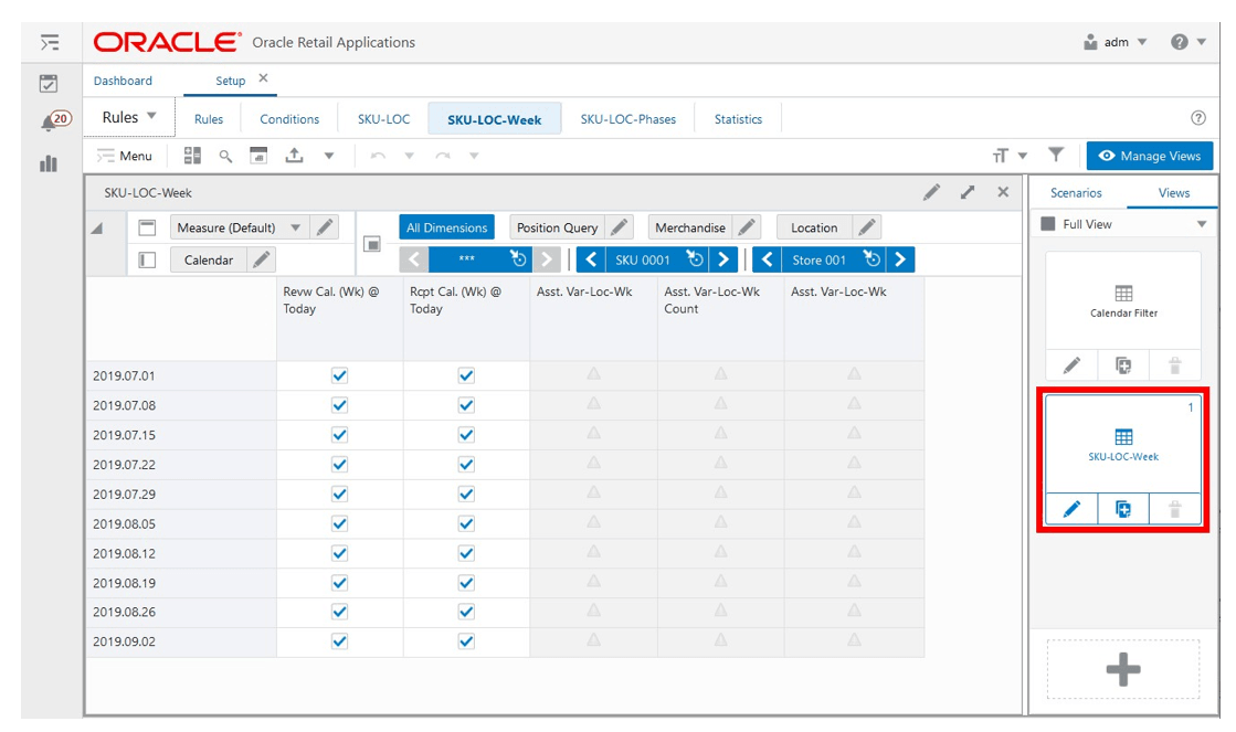 Item-Location-Week View Item-Location-Week View