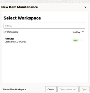 New Item Maintenance Wizard