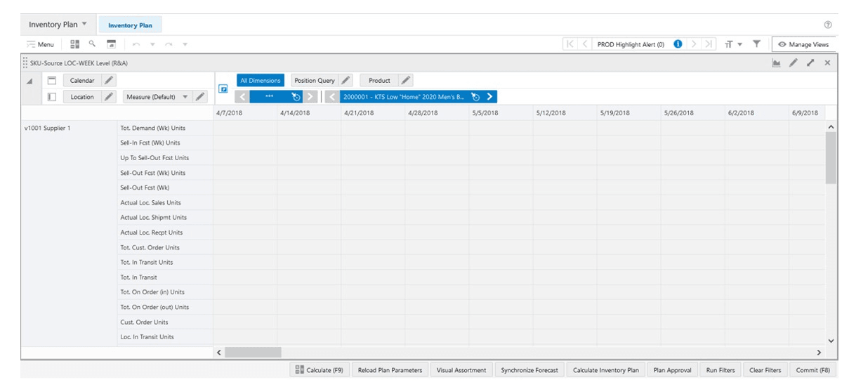 Item-Source Location-Week Level (R & A) View Item-Source Location-Week Level (R & A) View
