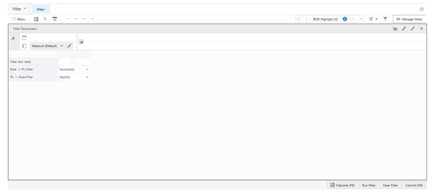 Filter Parameters View