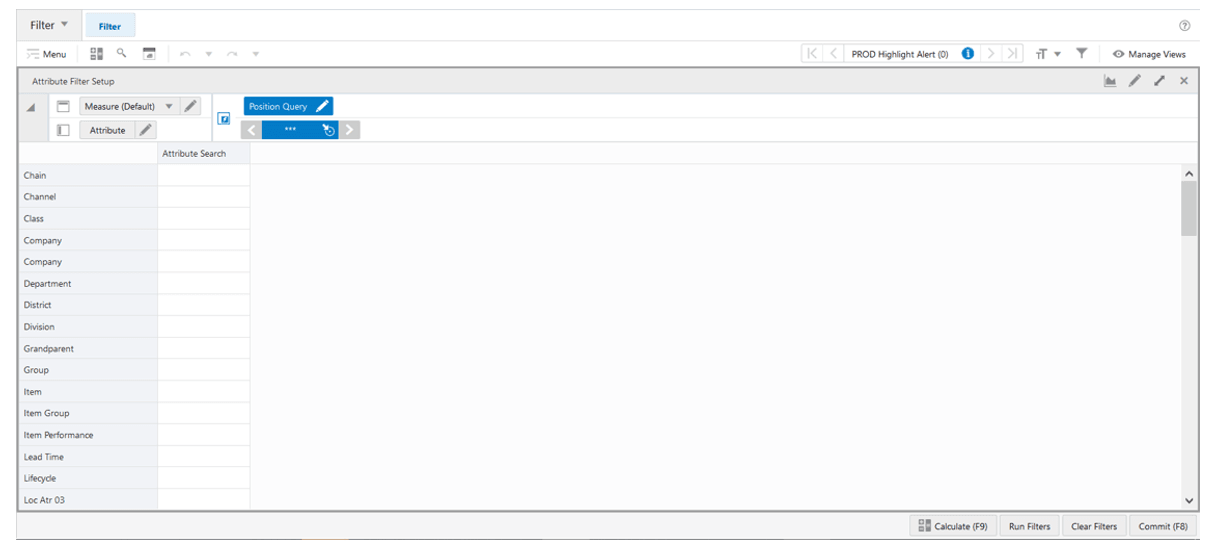 Attribute Filter Setup View