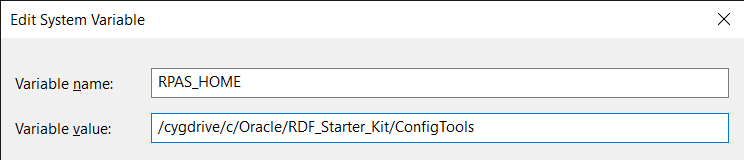This image displays an example of RPAS_HOME Variable
