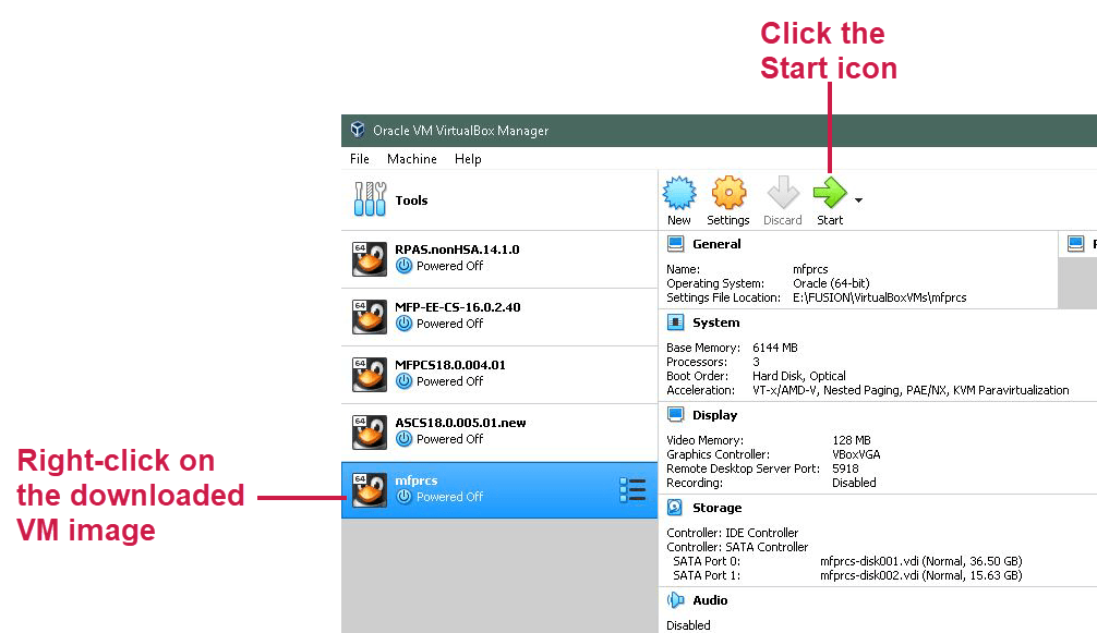 Starting the VM Image