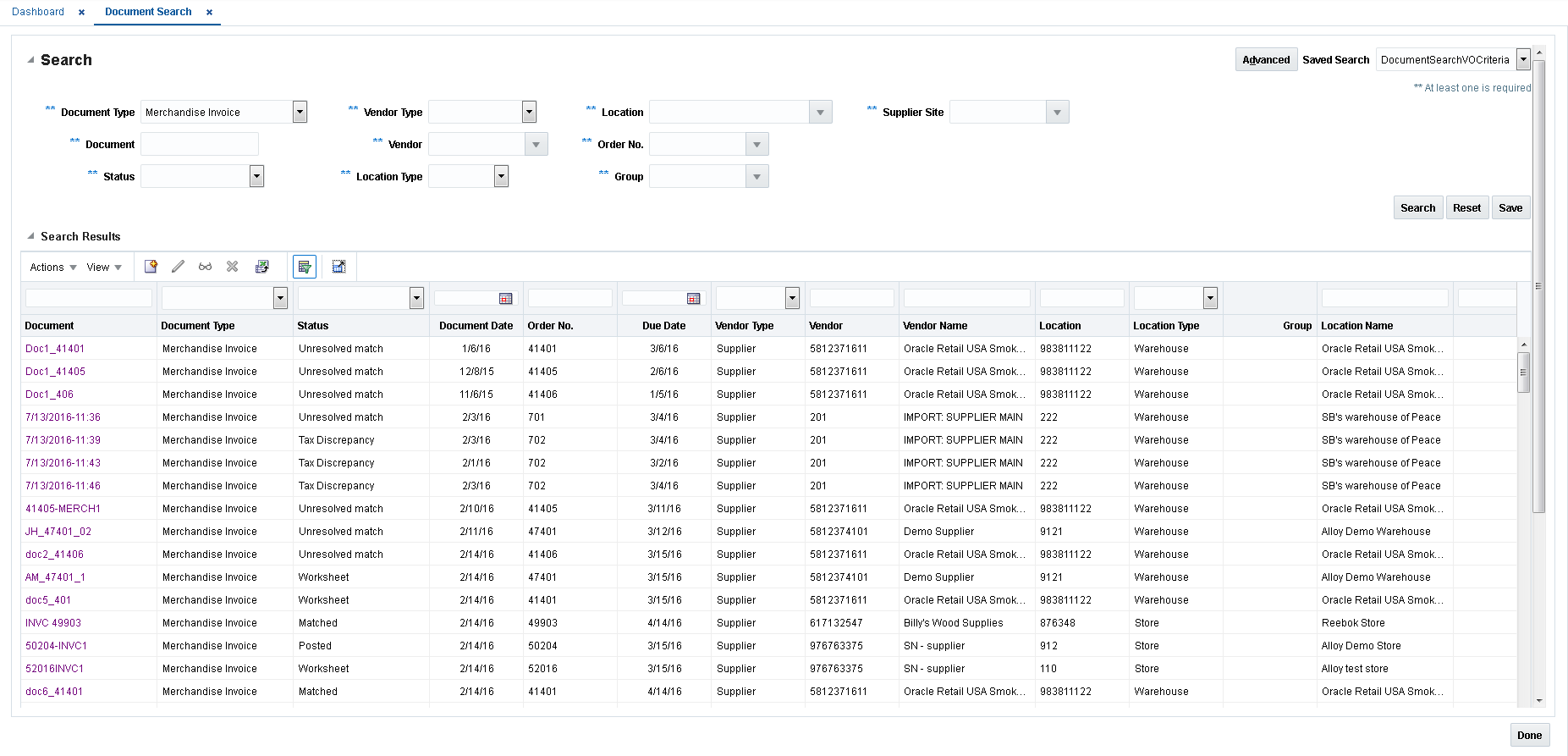 Document Search Results Document Search Results