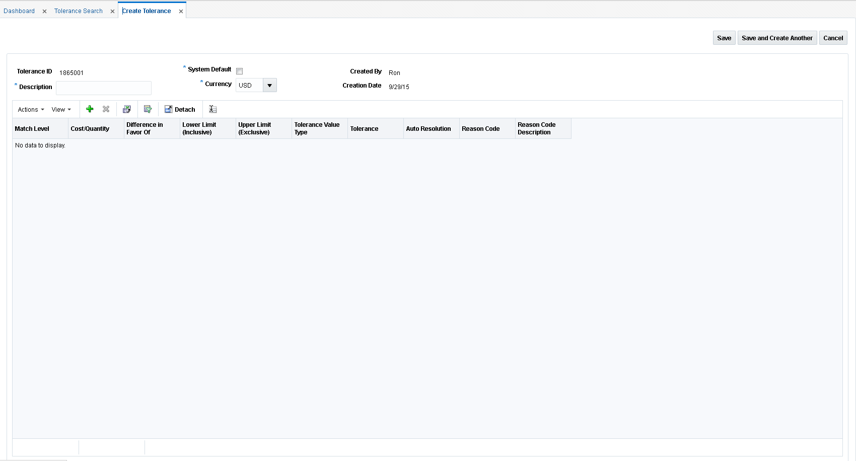 Create Tolerance Window