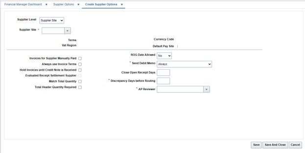 Create Supplier Site