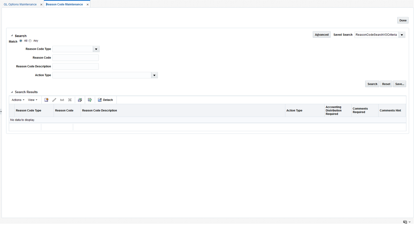 Reason Code Maintenance Window