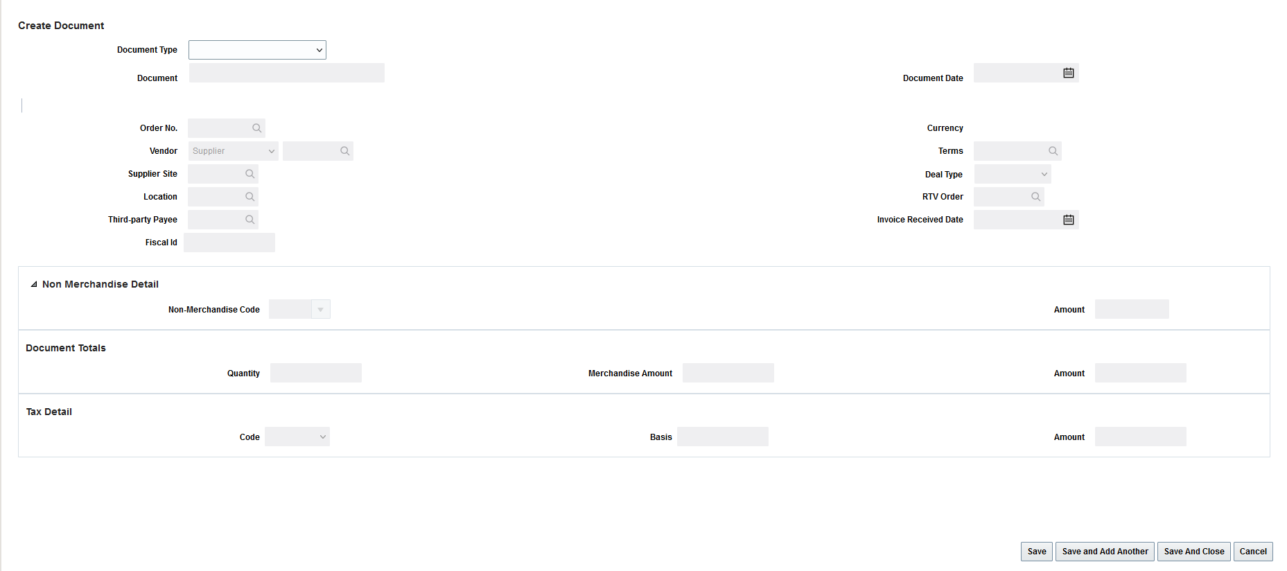 Create Document window Create Document window