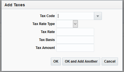 Add Taxes Dialog