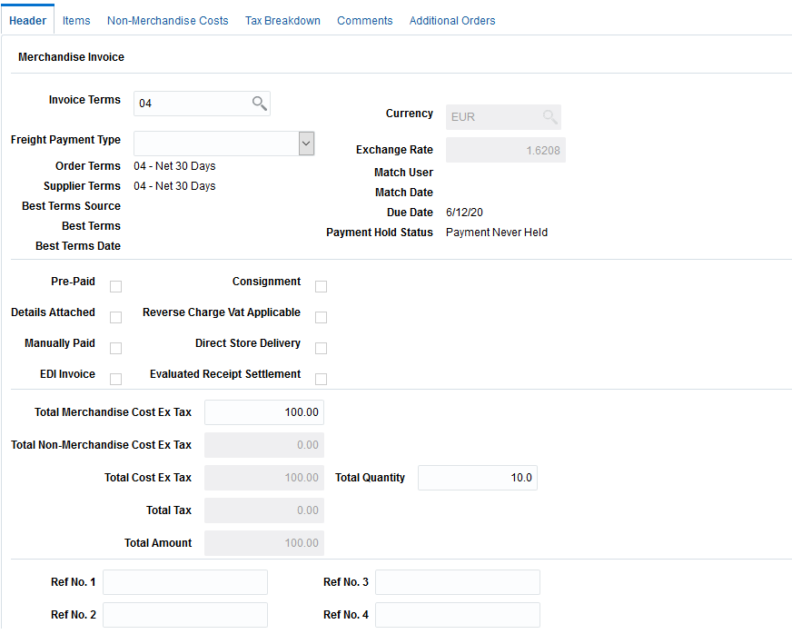 Document Maintenance Header Tab Document Maintenance Header Tab