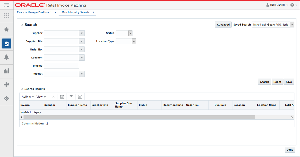 Match Inquiry Search Window Match Inquiry Search Window