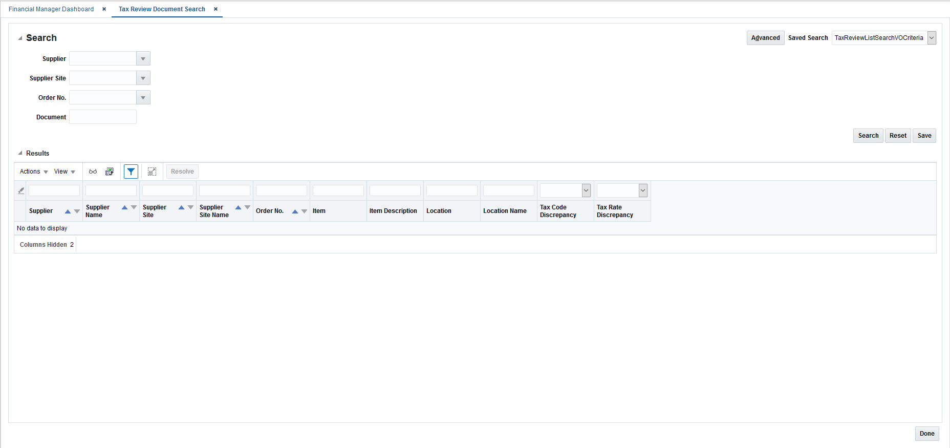 Tax Review Document Search Tab Tax Review Document Search Tab