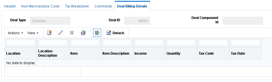 Document Maintenance Deal Billing Details Tab