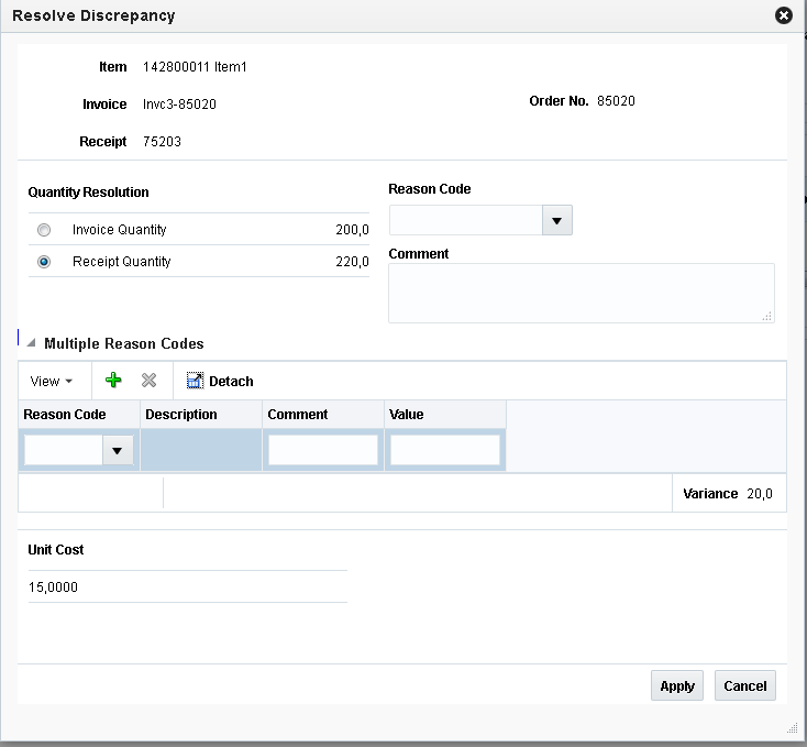 Resolve Discrepancy Dialog