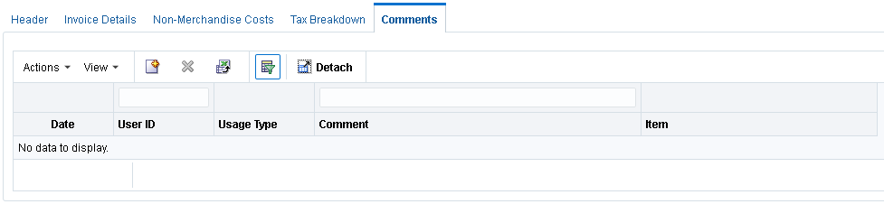 Document Maintenance Comments Tab