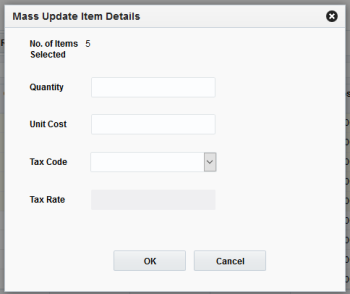 mass update item details dialog