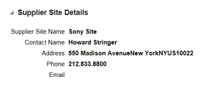 Supplier Site Details Supplier Site Details