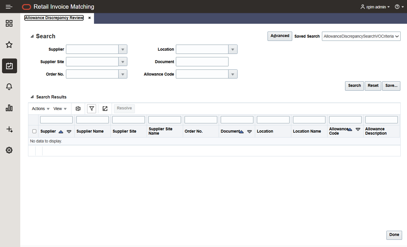 Allowance Discrepancy Review Search Tab Allowance Discrepancy Review Search Tab