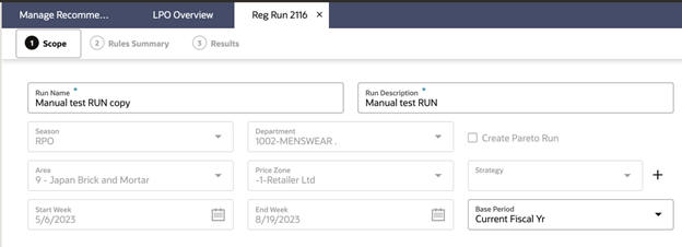 This image shows regular optimization run tab. This image shows regular optimization run tab.