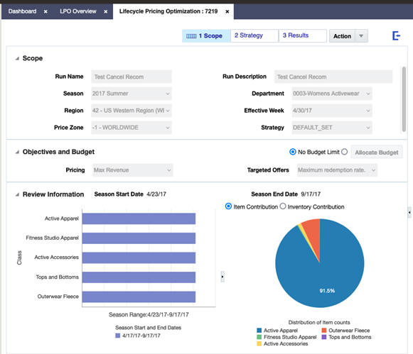 This image shows promotion markdown optimization run scope.
