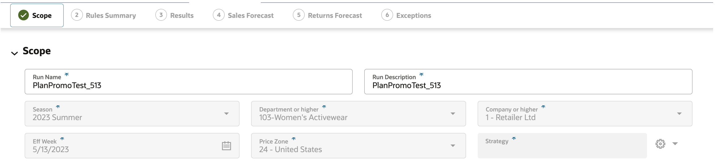 This image shows promotion markdown optimization run scope. This image shows promotion markdown optimization run scope.